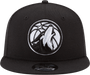 New Era Hats One Size / Black Minnesota Timberwolves New Era Black & White Logo 9FIFTY Adjustable Snapback Hat - Black