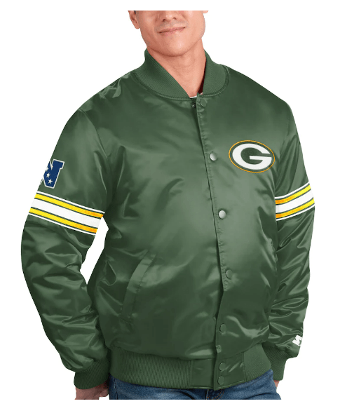 Men's Starter Green Bay Packers Green Pick and Roll Full-Snap Jacket M