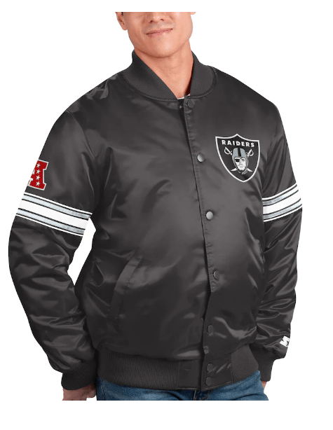 New Era Jacket Men's Las Vegas Raiders Starter Black Pick N Roll Full-Snap Jacket