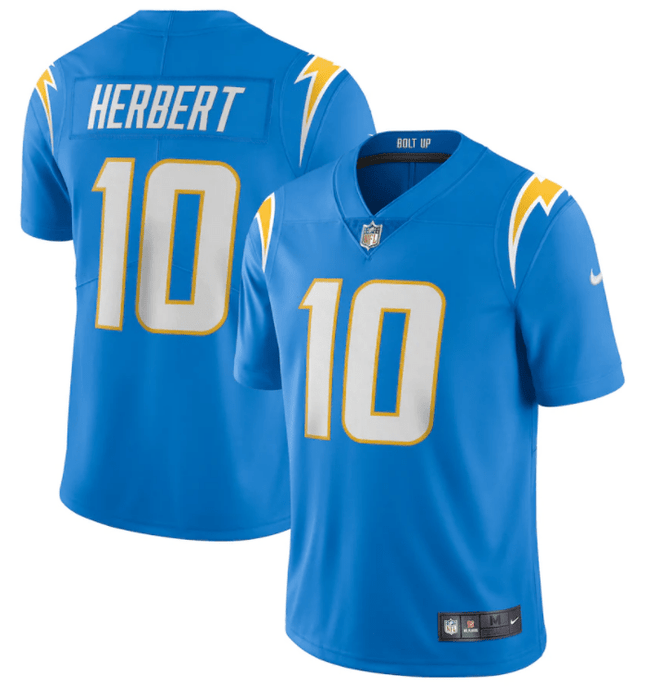 Justin Herbert Jersey Los Angeles Chargers Nike Light Blue