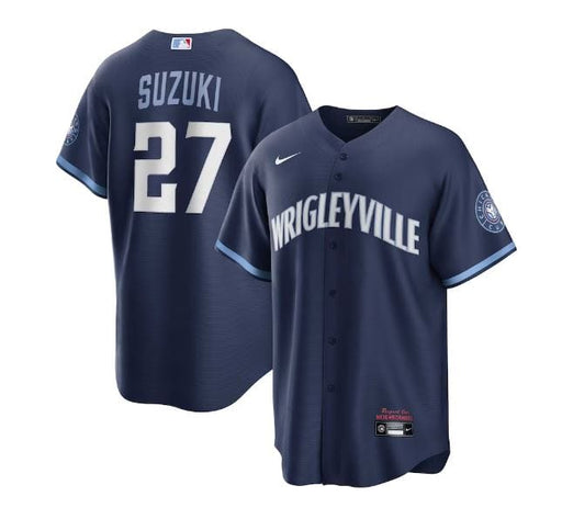 Men's Nike Seiya Suzuki Navy Chicago Cubs City Connect Replica Player Jersey