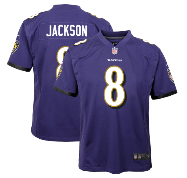 Youth Lamar Jackson Jersey  Baltimore Ravens Nike Purple Game Jersey
