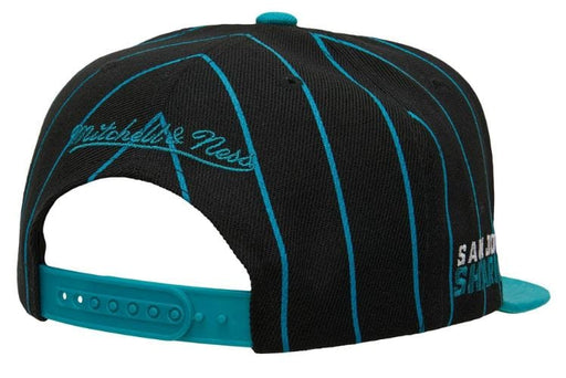 Pro Image America Snapback Hat OSFM / Black San Jose Sharks Mitchell & Ness Black Team Pinstripe Adjustable Snapback Hat