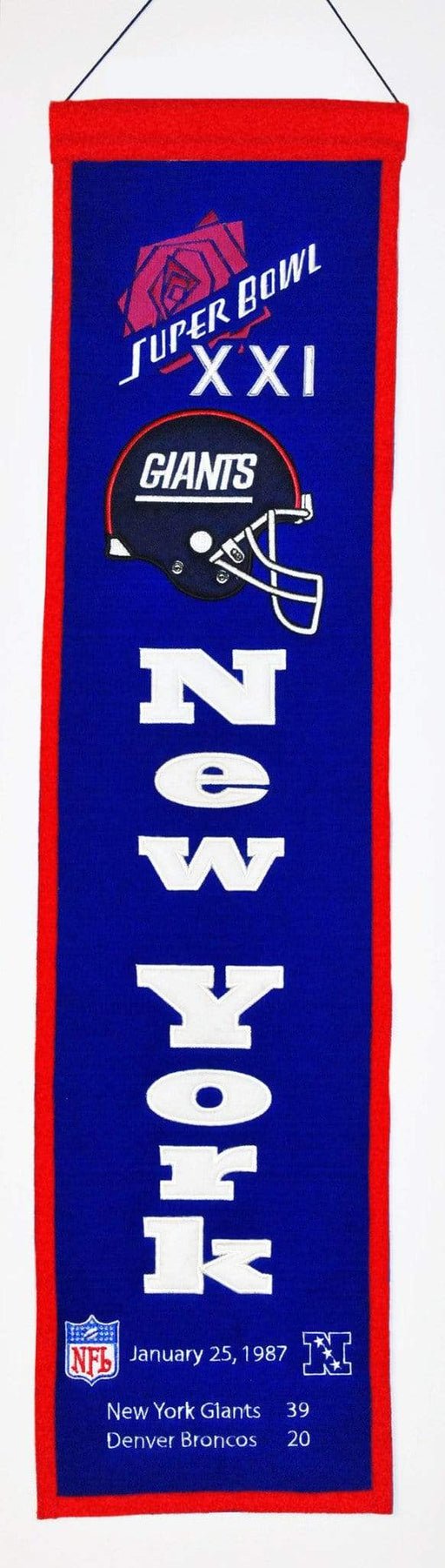 Winning Streak Sports Banners ONE SIZE Super Bowl 21 New York Giants 8x32 Wool Heritage Banner